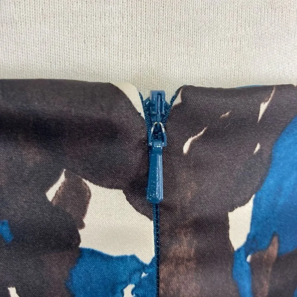 Donna Ricco 6 S Blue Brown Floral Gown Midi Dress Prom Evening Cocktail Wiggle - Picture 7 of 9